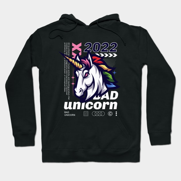 Bad Unicorn Hoodie by Flying Cat Designs